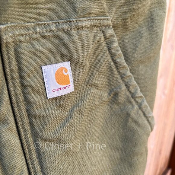 Carhartt Sandstone Washed Duck Sherpa Lined Vest Size Medium Green - Picture 9 of 17